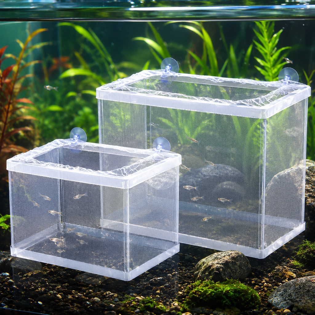 Aquarium Fish Breeder Box with Suction Cups – Mesh Hatcher Incubator