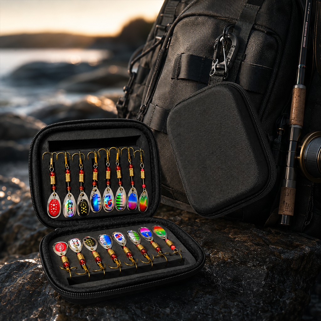 16Pcs Metal Spinner Spoon Fishing Lure Set with Storage Box