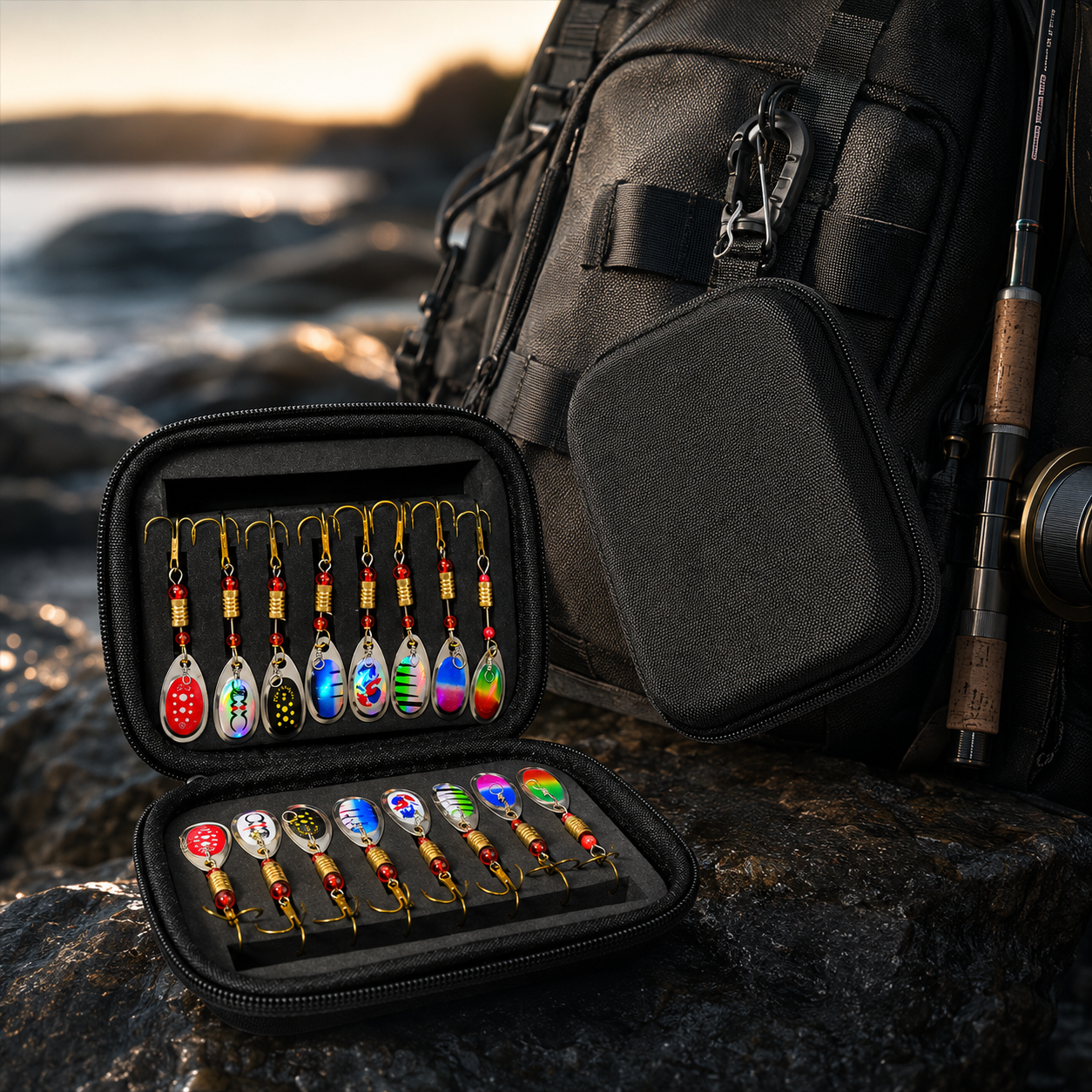 16Pcs Metal Spinner Spoon Fishing Lure Set with Storage Box