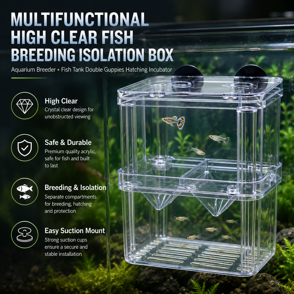 Multifunctional Clear Aquarium Fish Breeding Isolation Box for Guppies