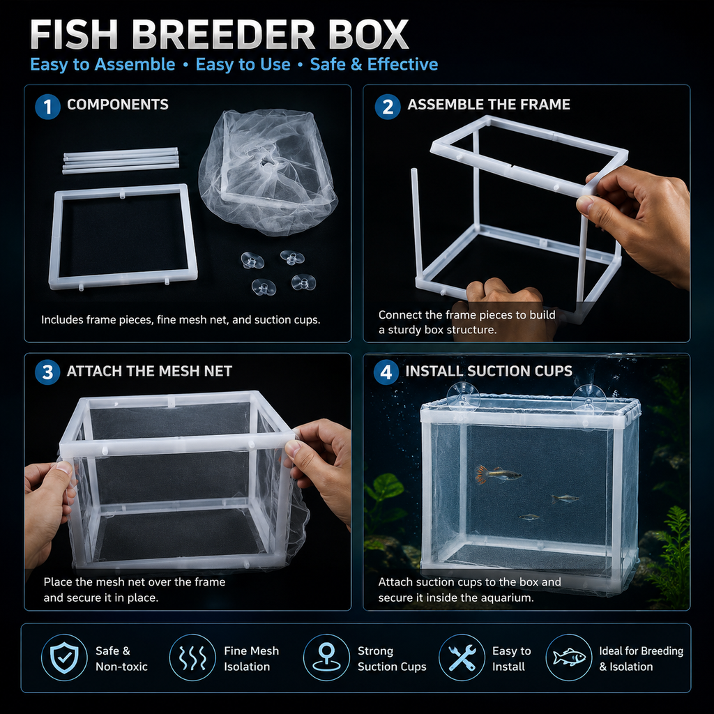 Aquarium Fish Breeder Box with Suction Cups – Mesh Hatcher Incubator