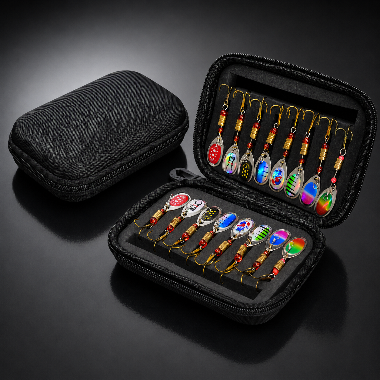 16Pcs Metal Spinner Spoon Fishing Lure Set with Storage Box