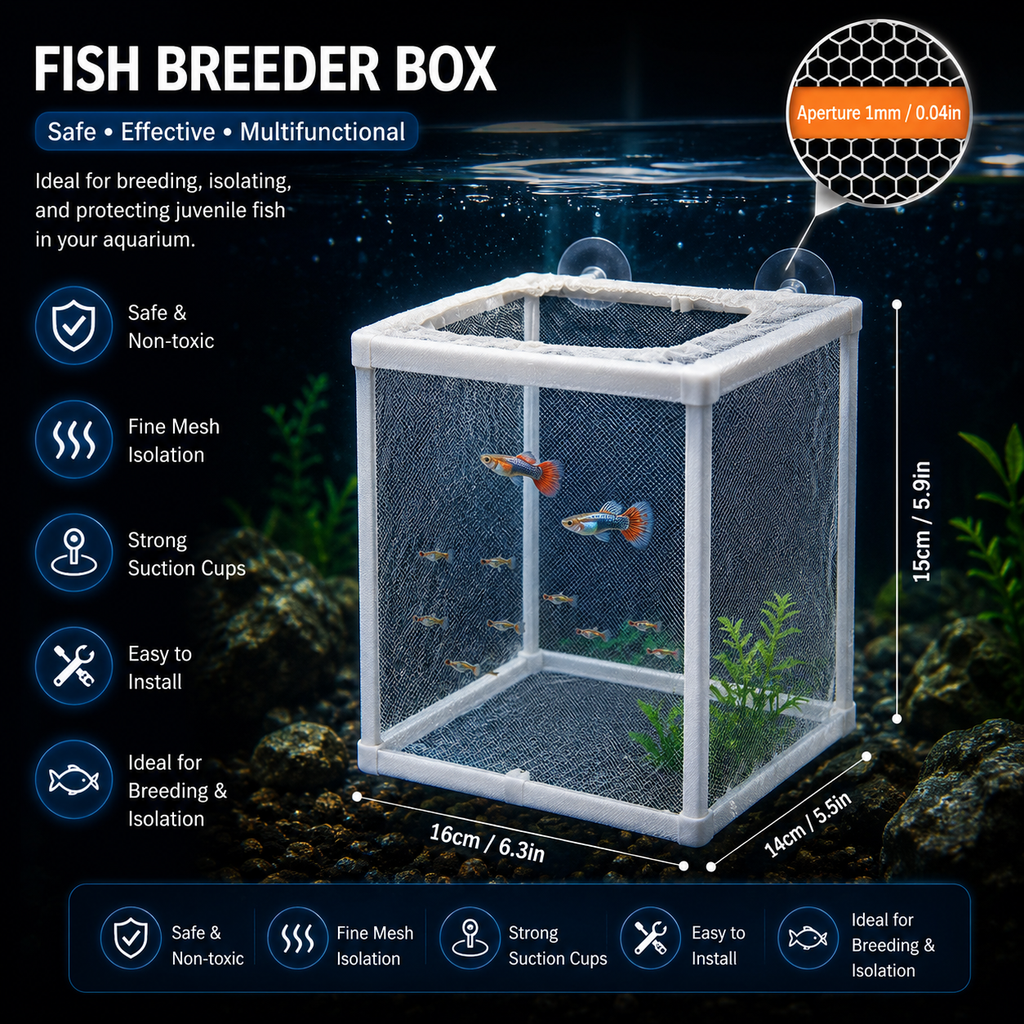 Aquarium Fish Breeder Box with Suction Cups – Mesh Hatcher Incubator