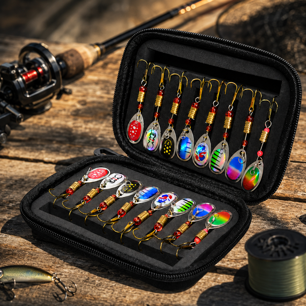 16Pcs Metal Spinner Spoon Fishing Lure Set with Storage Box