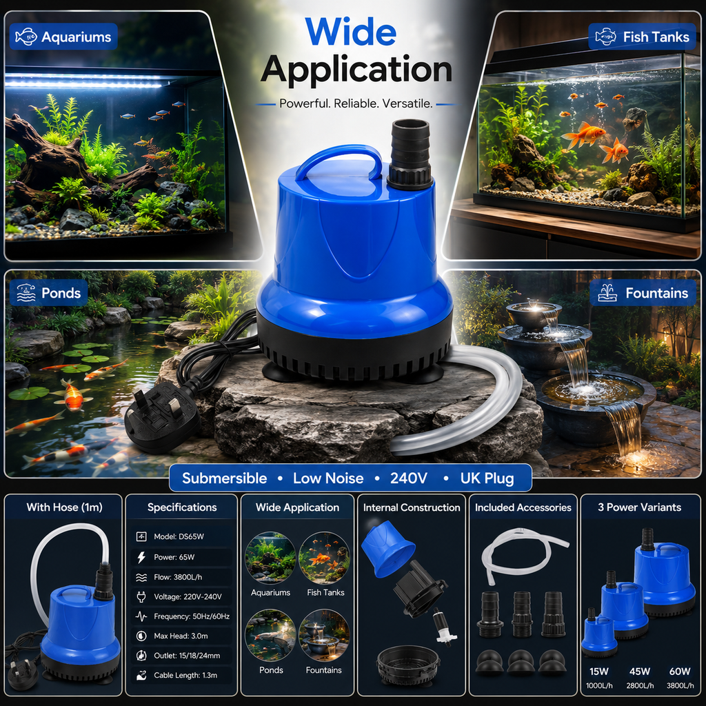 240V Submersible Water Pump for Aquariums, Ponds & Fountains