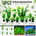 10pcs Realistic Green Artificial Aquarium Plants Set