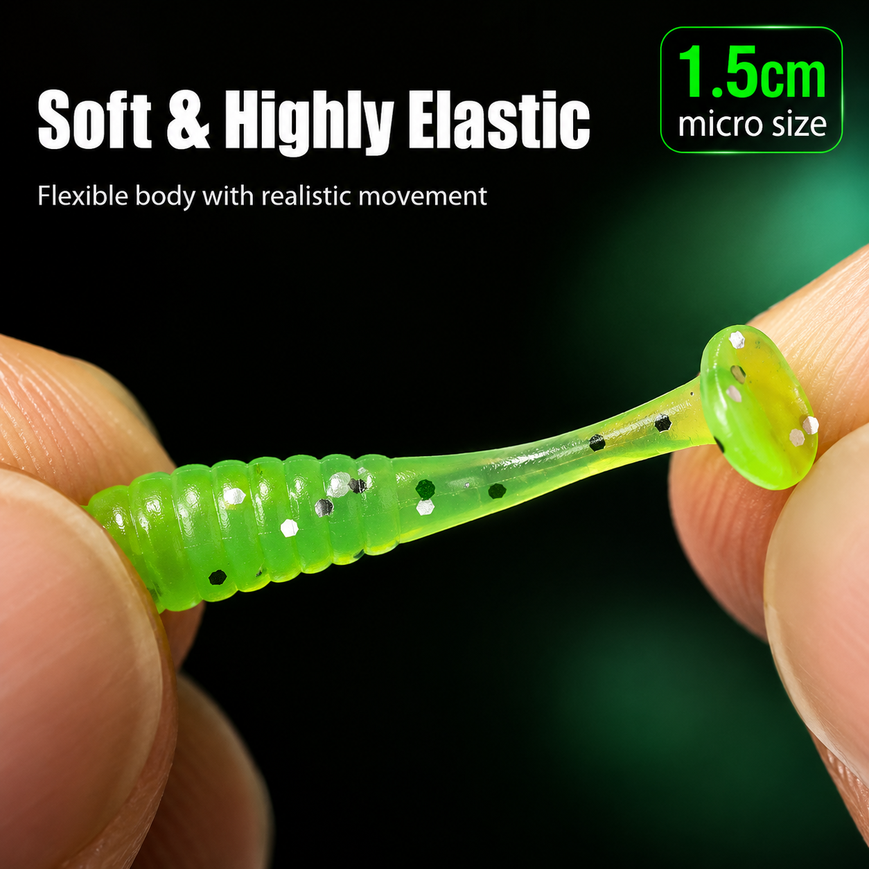 50PCS Micro T-Tail Soft Fishing Lures – 1.5cm Mixed Colour Bait Set